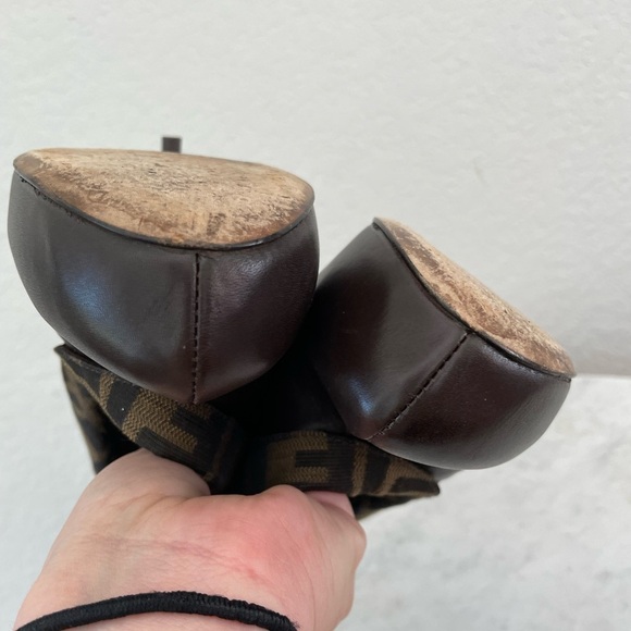 Fendi Zucca Canvas & Leather Envelope Booties – Size 37, Iconic Foldover Style - Picture 11 of 12